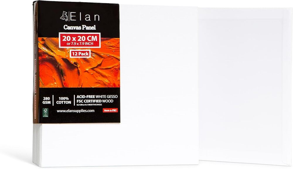 Elan Canvas Boards for Painting 7.9x7.9 Inch